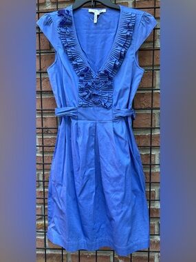Max & Cleo Purple Ruffle V-neck Sleeveless Dress